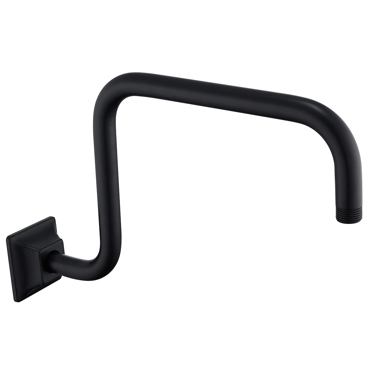13" Gooseneck (S-Shape) Shower Arm Black Shower Head Extension with Unique Flange, Standard 1/2" Connection