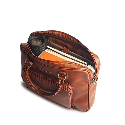 Image of Gauge Machine Professional Vegan Leather Messenger Briefcase Bag for Office |Fits upto 14 /15 / 16 inch Laptop |Separate Padded Laptop Compartment |Water Resistant |Men & Women |16L