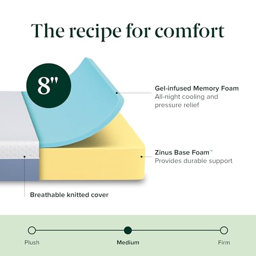 Zinus 8-Inch Twin Cooling Essential Memory Foam Mattress, White, Medium Feel, Fiberglass Free, Certified Safe Materials - Image 5