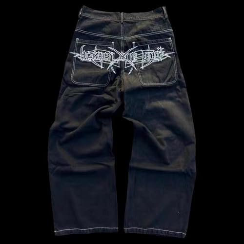 Y2K Streetwear Loose Jeans Men's Hip-hop Printed Gothic Pants high Waist Wide Leg Harajuku Hip-hop Wide Leg Pants4