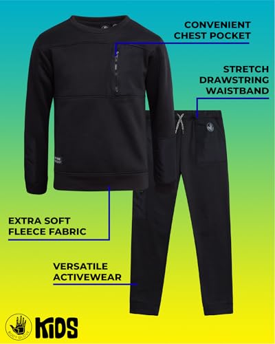 Body Glove Boys' Jogger Set - 2 Piece Cozy Fleece Pullover Hooded Sweatshirt and Jogger Pants for Boys (8-12)2
