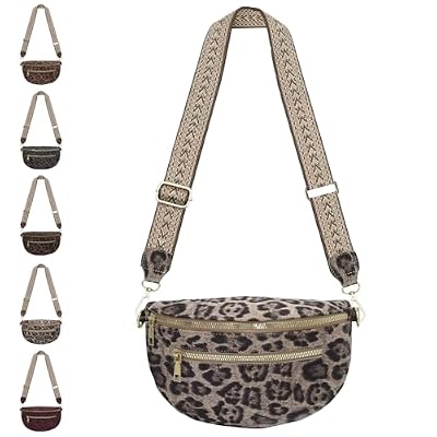 AUNGKWANG Borsa Tracolla Donna, Stampa leopardata Marsupio Borsa, Marsupio Tracolla Donna con Tracollas Regolabile, Crossbody Bag, 25 x 9 x 15 cm