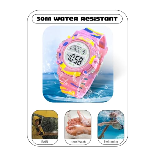 Image of SPIKY Round Digital Sports Watch for Kids | Military, Camouflage Design | Multifunctional & Luminous Display | 30M Water Resistant | Best Birthday Gift Wrist Watches for Boys & Girls | Age 2-12 Years