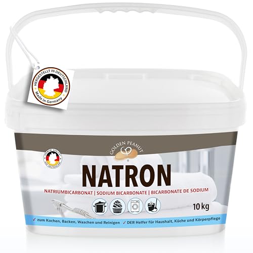 GOLDEN PEANUT Natron Pulver 10 kg Premium Natriumhydrogencarbonat Backsoda Backpulver Waschsoda hochreine Lebensmittelqualität aus Deutschland