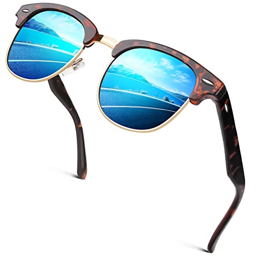 Image of GQUEEN Classic Horn Rimmed Semi Rimless Polarized Sunglasses for Men Women GQO6