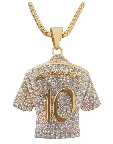 18K gold-plated #10 Soccer Jersey Number 10 Necklace | No.10 Football Star Necklace | Brazil 10 Jersey Pendant Hip Hop Necklace for Men Women 24‘’