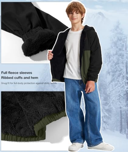Image of ZITY Boys Fleece Jacket Sherpa Lined Zip Up Hoodie