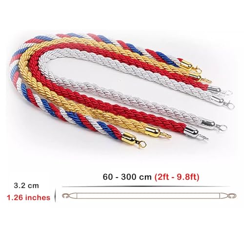 Innovz 2 Pcs Hemp Stanchion Rope Pink, Crowd Control Twisted Rope Polished Gold Hook, Custom Length Queue Divider Barrier Rope for Carpet Events, Party(1.5m/5ft)