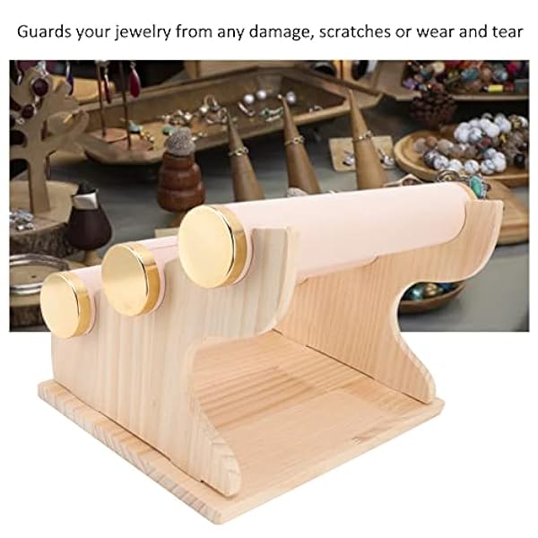 Plyscharmbandshållare, skyddar smycken från alla skador, 3-vånings vinklat arrangemang, stabil bottenplatta, löstagbart armbandssmyckedisplayställ för klocka, hem, butik(Pink)