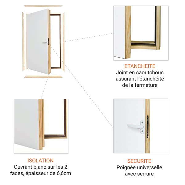 Trappe de grenier pour une ouverture de 70x110cm - DWT70X110