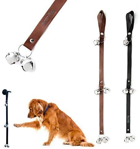 Mighty Paw Tinkle Bells, Premium Leather Dog Doorbells, Extra Soft Leather with Durable Jingle Bells, Housetraining Doggy Door Bells for Potty Training (Black)