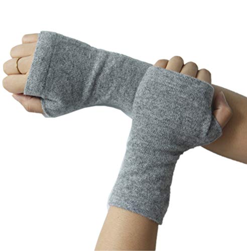 Prettystern polswarmers effen handschoenen vingerloze handvingerloze beenwarmers 100% kasjmier zacht warm lichtgrijs