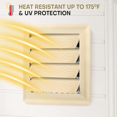 Image of 4-Pack Dryer Vent Cover Replacement with Enhanced Rippled Design - 4.5in Plastic Polymer Dryer Exhaust Vent Cover Replacements, Weather Resistant Exterior Dryer Vent Flap Replacement (Beige)