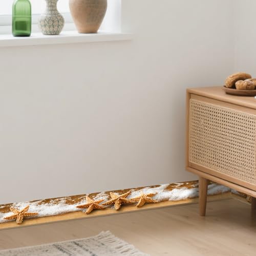 Image of Nuxovilar Beach Starfish Wave Peel Stick Wall Border PVC 3.94x16.4' | Wall Trim, Molding Decal, Peel Stick Border, Adhesive Frame, for Bedroom, Kitchen, Living Room (Beach Starfish)