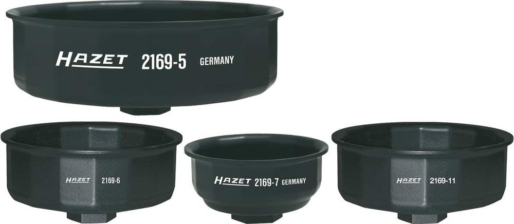 HAZET Clé pour filtre à huile 2169-6 I outil adapté à différents filtres à huile d'un diamètre de 97 mm, entraînement : carré 12,5 mm, sortie : extérieure 16 pans, fabriqué en Allemagne'.