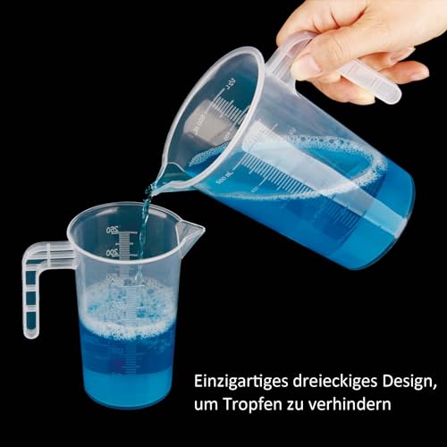 NVQVQ Messbecher 500ml, 3 Stück Mini Messbecher aus Kunststoff, hitzebeständig & präzise abgemessen, Litermaß für Labor, Küche und Ölabgabe – Ansicht 5