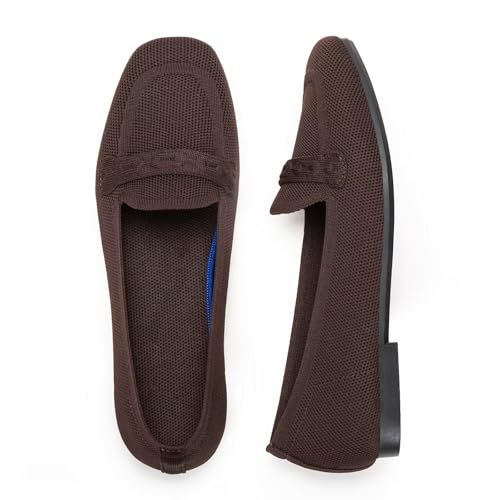 Image of Frank Mully Women's Loafer Flats Square Toe Comfortable Office Work Shoes, Cute Penny Loafer Slip On Walking Driving Shoes