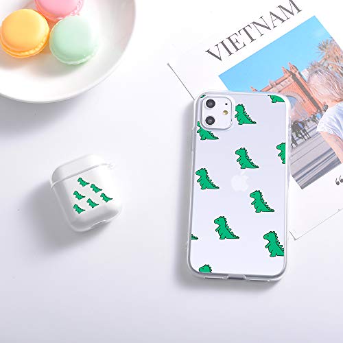 Joyland Clear Case For Airpods 1 & 2 + Iphone 7/8/Se 2020 Cover Skins Set Cartoon Cute Dinosaur Pattern Transparent Shock Proof Protective Resistant Cases(Clear) #TOP2