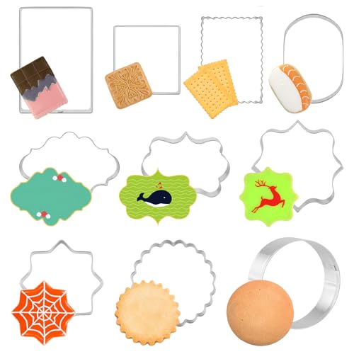 10PCS Plaque Frame Cookie Cutters Set, Stainless Steel Plaque Coo...