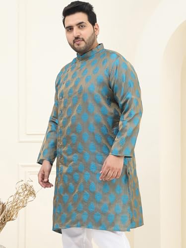 Image of SOJANYA Plus(Since 1958) Men's Pure Cotton Kurta with White Embroidery