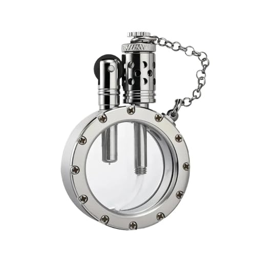 Image of Smoke King Vintage Transparent Lighter | Silver Round Lighter | Retro Brass | Open Fire | | Unique | Gift for Men (Fuel Not Included)