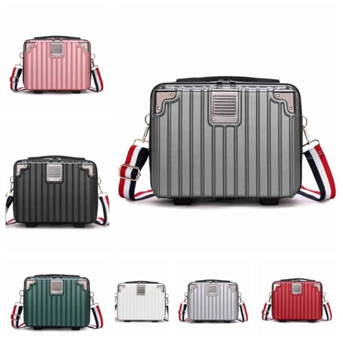 Zekono 14インチpp素材スーツケース化粧品ケースミニ旅行旅行ケース大容量 小型 機内持ち込み おしゃれで かわいくて 軽くて 短距離旅行に適しています (ダークグレー)