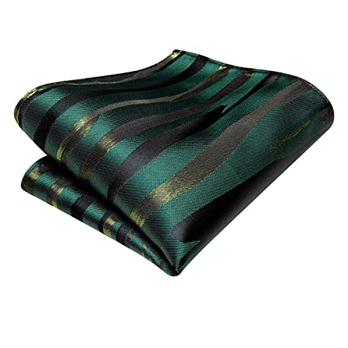Image of Hi-Tie Men Ties Sets Silk Stripe Paisley Necktie Pocket Square Cufflinks for Business Wedding