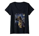 Presa Canario Starry Night Cane Corso Dogue Des Canaries T-Shirt avec Col en V