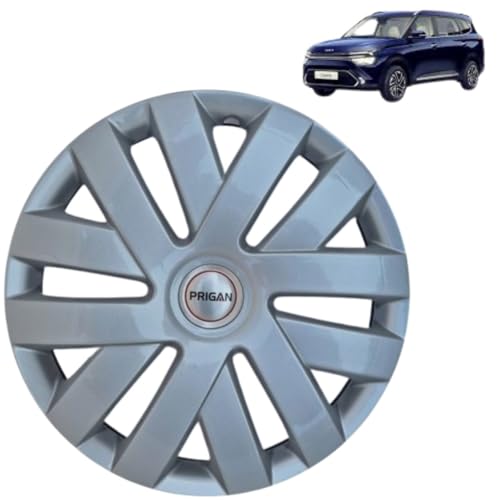 Image of PRIGAN Wheel Cover for Carens 15 Inch Silver Wheel Cap (Available in 15 Inch) (Set of 4 Pcs) (Press Fitting) Model- Polo Silver-15