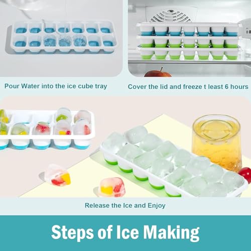 Bandejas de Hielo de Silicona 4 Piezas con Tapa miniatura 5