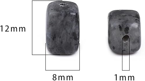 Miniatura 2 de Cuentas de piedras preciosas sueltas de espectrolita negra natural para fabricación de joyas, 0.315 in x 0.472 in, 15.0 inhebra
