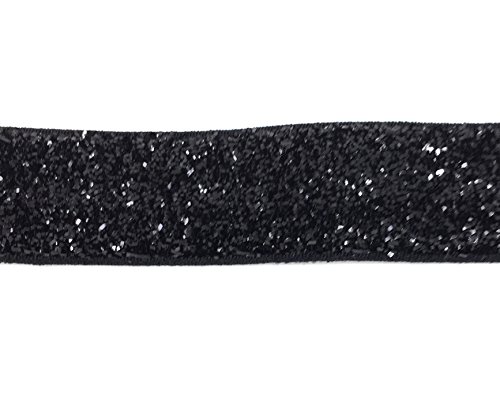Preisvergleich Produktbild Glitzerendes schwarzes Stretch Kropfband Choker 16mm breit Handmade by Münchner Glitzerwelt (25 Zentimeter)