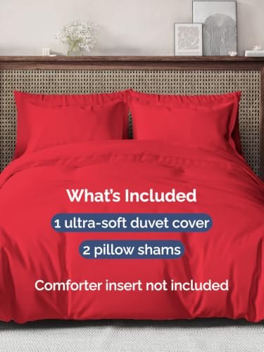 Image of Duvet Cover Queen Size - Extra Soft 3 Piece with Zipper Closure - Red