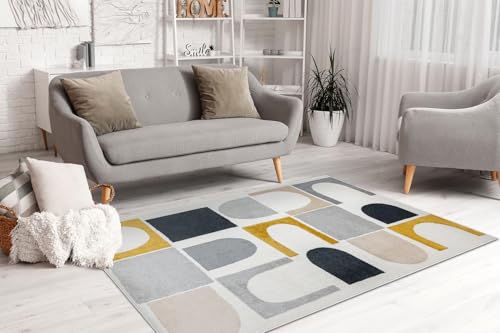 Tapis géométrique moderne Fusion aux finitions soignées pour salon