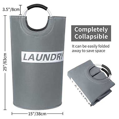 Zero Jet Lag 82L Large Laundry Basket Collapsible Fabric Laundry Hamper Bag Foldable Laundry Bag With Handles Waterproof Washing Clothes Bin Bag Dirty Cloth Storage Hamper Bag (Grey And Silver, L) #TOP1