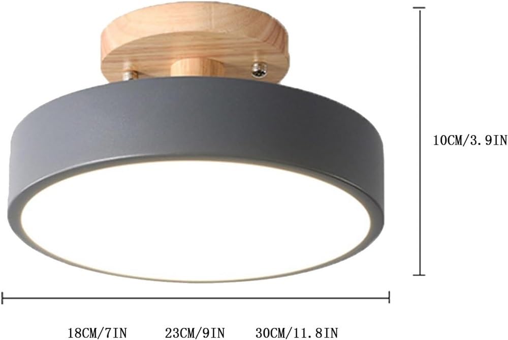 Générique Lampy sufitowe nowoczesna okrągła trzykolorowa lampa sufitowa z drewnianym ściemniaczem regulowany styl artystyczny do biurek korytarzy wejściowych do domu (zielone 30 cm) oświetlenie plafon