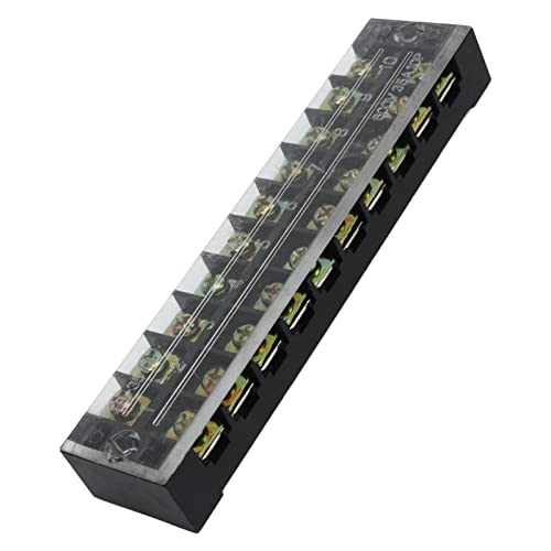 Terminal Strip, Pure Copper Thickened Contact Parts 2Pcs High Temperature Resistance 600V 35A Wire Barrier Block Terminal Strip Large Current For Lighting(10 Positions (3510)) #TOP2