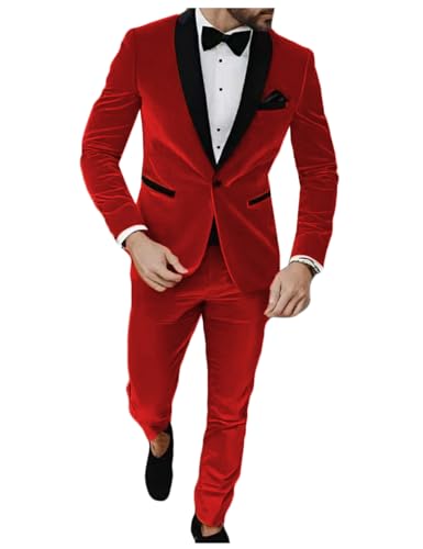 VENNYNG Men's Velvet Suit One Button Single Breasted Male Mens Velvet 2 Piece Dress Suit2