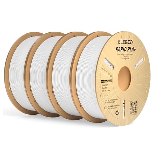 ELEGOO Rapid PLA Plus Filament 1.75mm White 4KG, PLA+ 3D Printer Filament for 600 mm/s High Speed Printing, Dimensional Accuracy +/- 0.02 mm, 4 Pack 1kg Spool(2.2lbs)