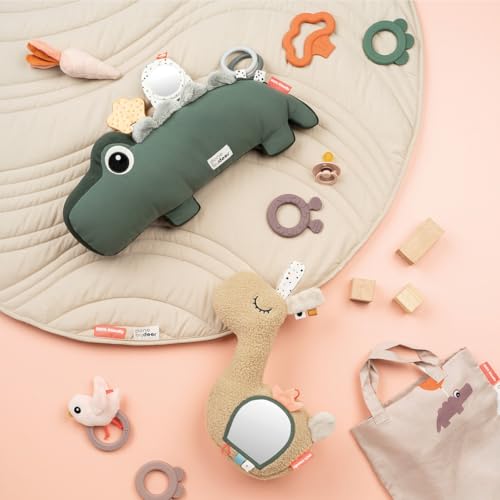 Done by Deer Tummy Time Kissen - Baby Bauchlage Kissen und Sensorik Spielzeug ab 3 Monate - mit Spiegel, Knistergeräuschen und Taktilen Texturen sowie Beißring für Zahnungshilfe