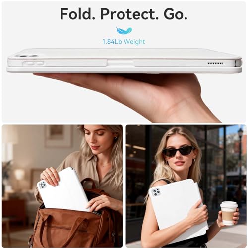 CNAIDUNR iPad Case with Keyboard for iPad Air 11" & iPad Pro 11",White - image 6