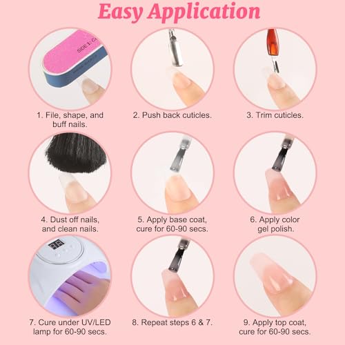 Esmaltes de uñas gel Jelly Nude Pink set 6 colores miniatura 6