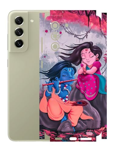Image of AtOdds - Full Body Back Screen Guard Protector Film - Lamination Wrap Skin Sticker Compatible with Samsung Galaxy S21 FE | Scratchproof Matte Finish (Design - Radha Krishan)