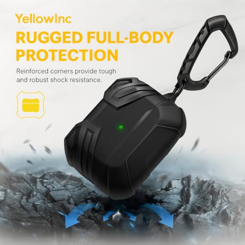 Image of Military Grade Case for Apple AirPods Pro 3 (2025), Shockproof Hard Cover with Carabiner (Black, Military Grade)