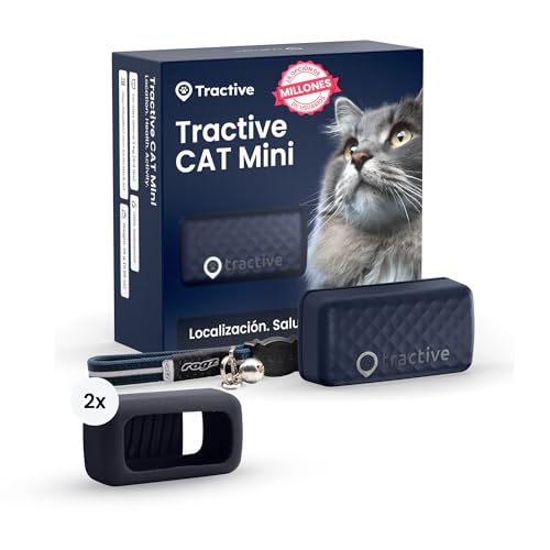 Tractive Bundle - Collar GPS para Gatos Inteligente Mini + Soportes de Goma | GPS para Gatos N...