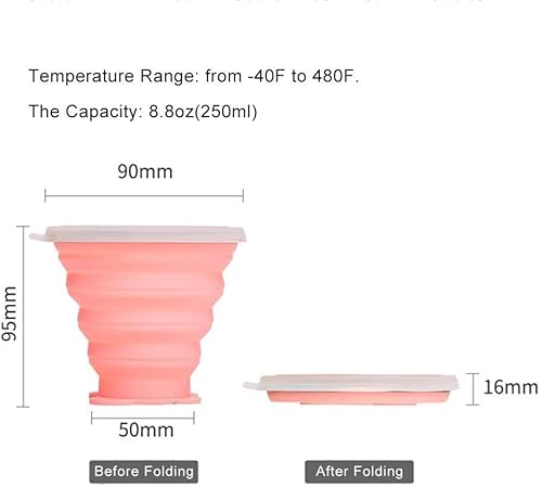 Miniatura 2 de Taza de viaje plegable | Tazas de agua plegables de silicona con tapas | Tazas reutilizables para beber | Vasos de picnic | Vasos telescópicos de