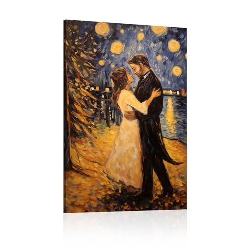 Peinture Couple Dansant Paysage Romantique - Toile Murale Inspirante Chambre et Salon