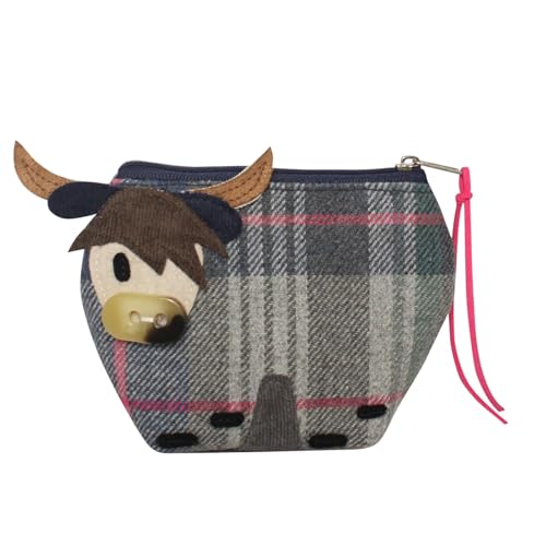 Porte-monnaie Highland en polyester recyclé et laine écoresponsable motif vache