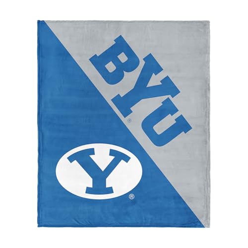Northwest NCAA BYU Cougars Halftone Silk Touch Throw Blanket, Ultra Soft Plush Polyester, Lightweight Warm Decorative Fan Gift, 46 x 60 in