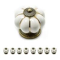 Ganzoo Lot De 4 Boutons De Meuble « Couronne » En Porcelaine Avec Décoration Bronze Antique, (set Disponible Dans De Nombreuses Couleurs Différentes) - Boutons D'armoire Vintage En Céramique, Poignée
